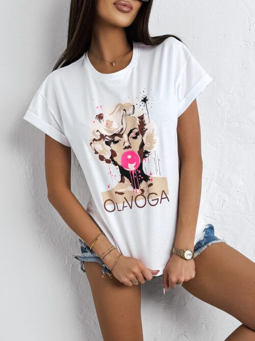 T-shirt bawełniany HENNESSY OLAVOGA ecru
