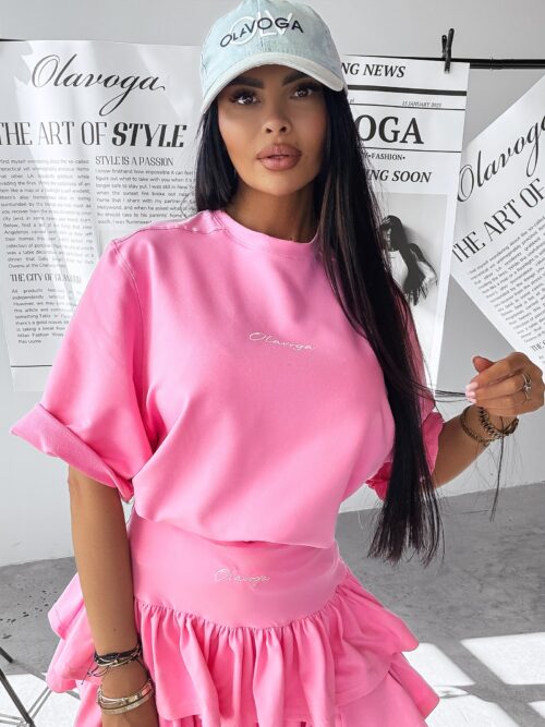 T-shirt bawełniany CAMPARI OLAVOGA różowy