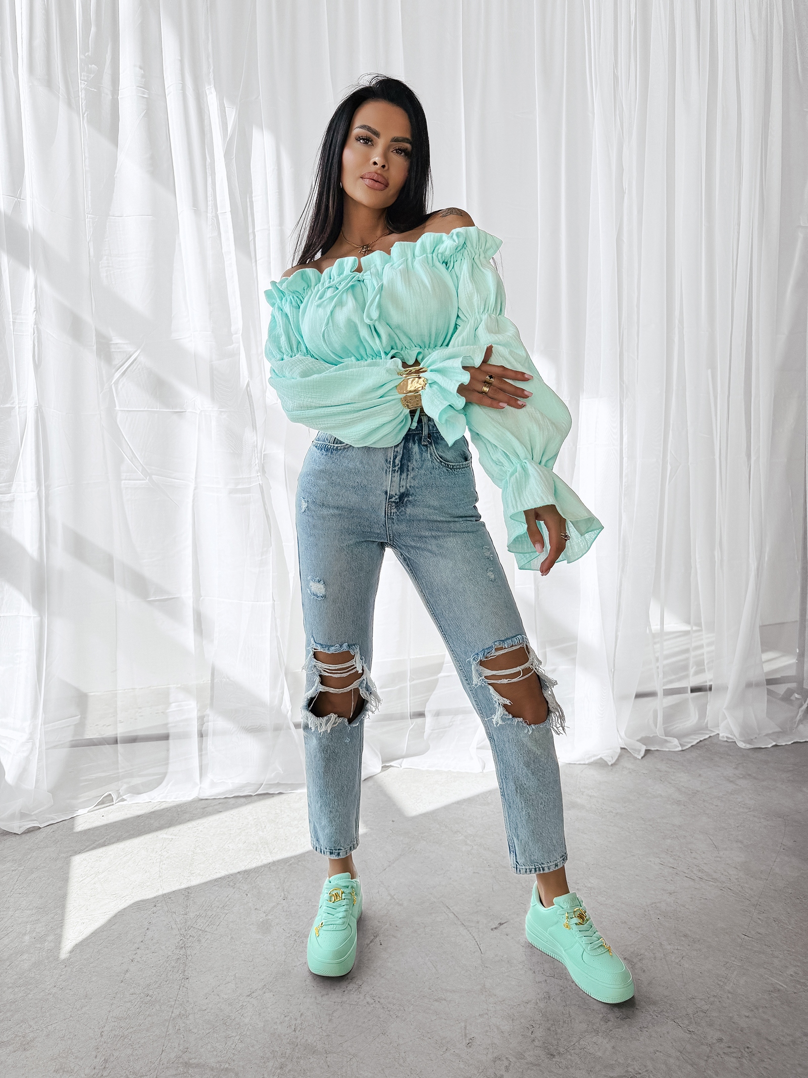 Bluzka hiszpanka TALISKER OLAVOGA miętowa