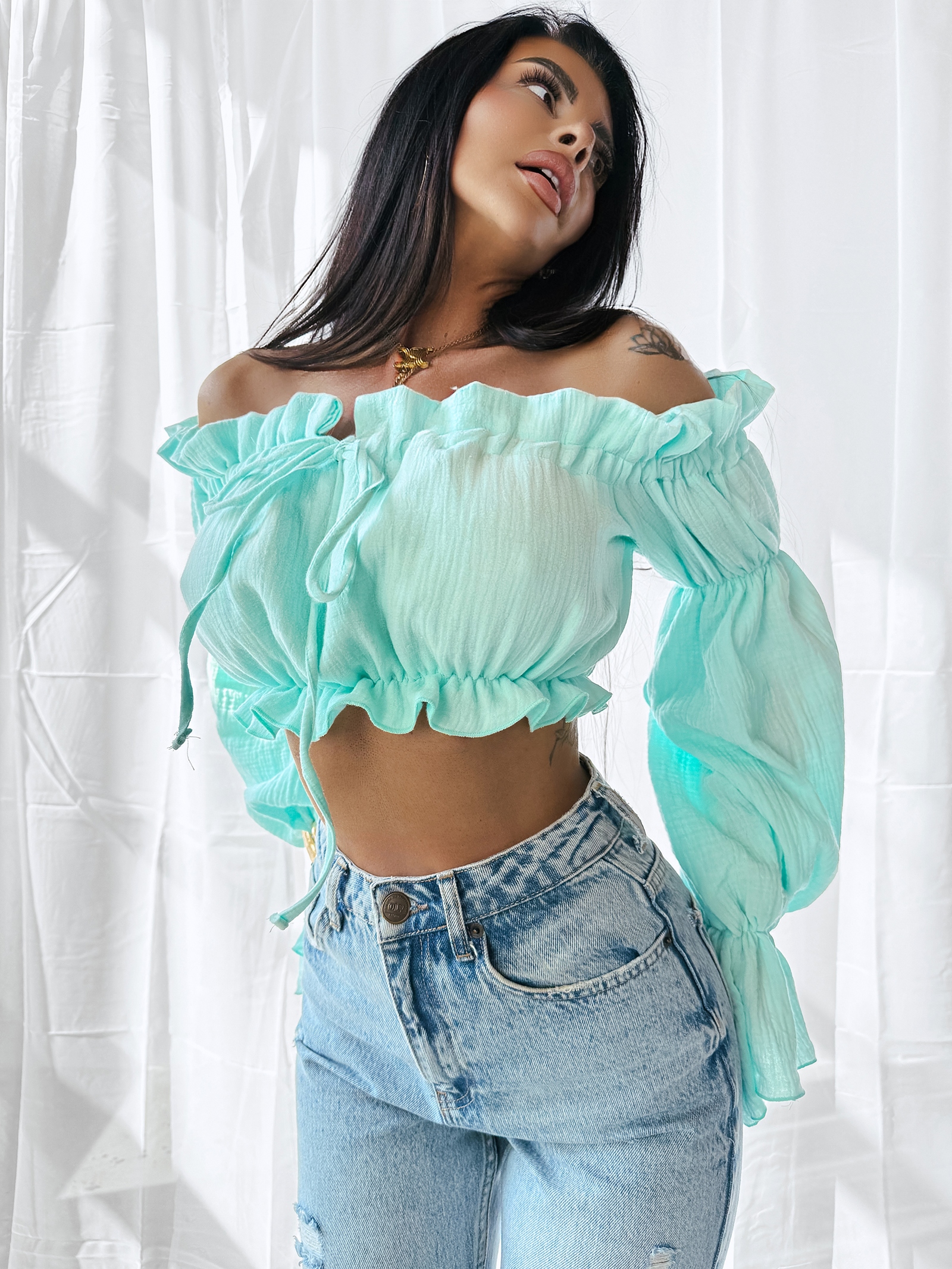 Bluzka hiszpanka TALISKER OLAVOGA miętowa Bluzka hiszpanka TALISKER OLAVOGA miętowa