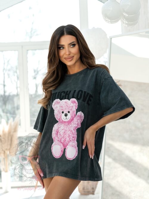 T-shirt dekatyzowany MuchLove grafitowy