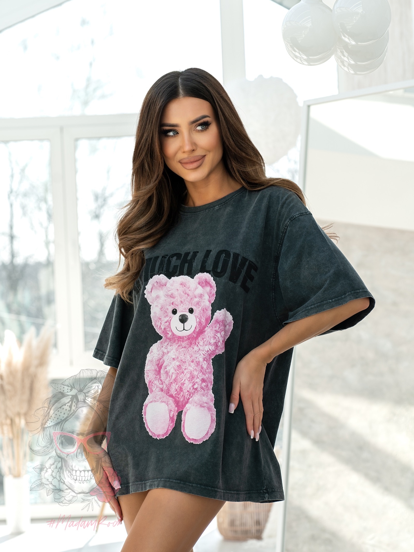 T-shirt dekatyzowany MuchLove grafitowy