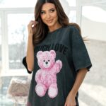 T-shirt dekatyzowany MuchLove grafitowy