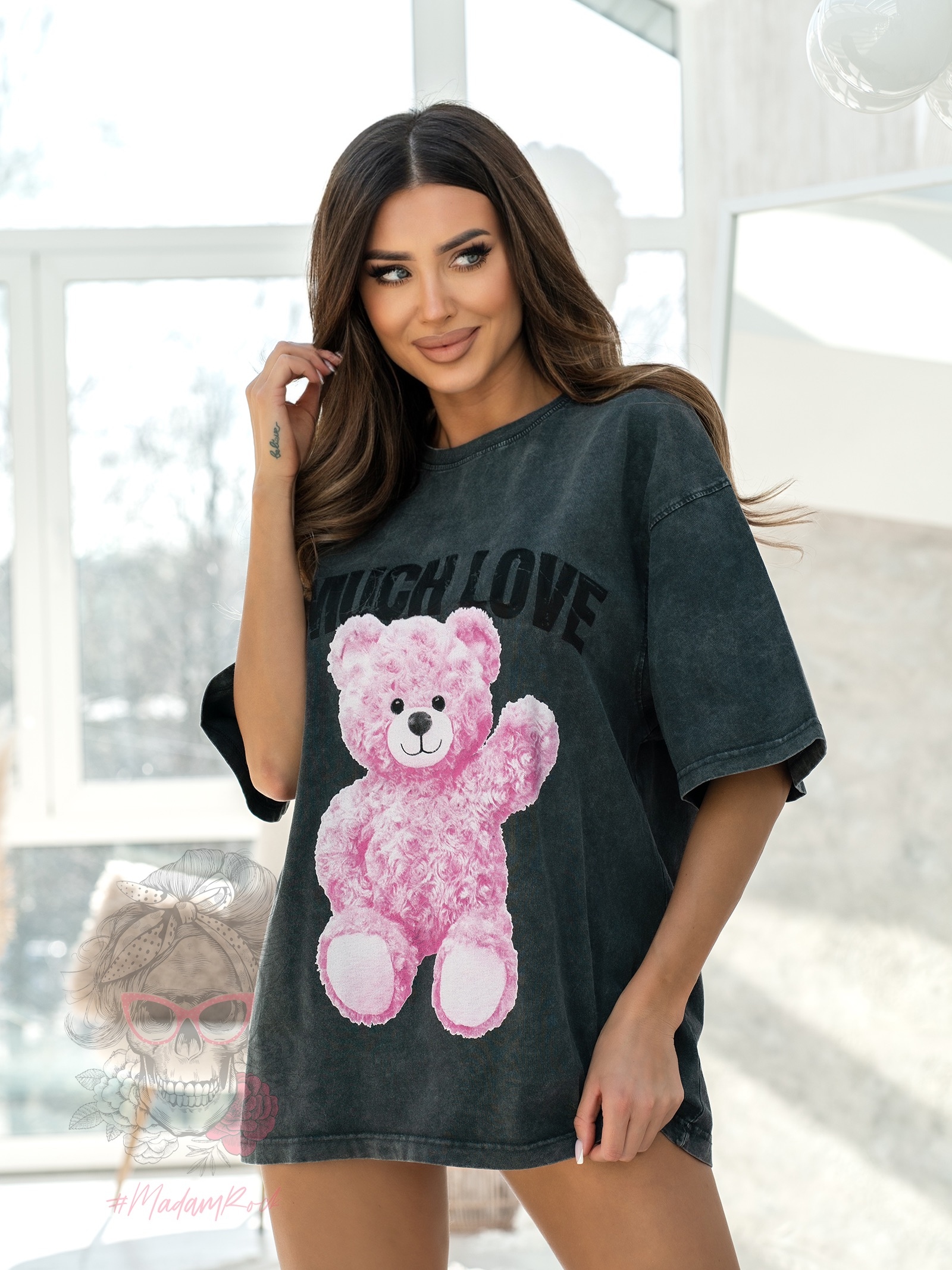 T-shirt dekatyzowany MuchLove grafitowy T-shirt dekatyzowany MuchLove grafitowy