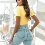 Top basic krótki t-shirt Diti żółty