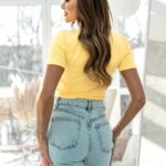 Top basic krótki t-shirt Diti żółty