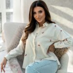 Koszula w kokardki Powesta beżowa