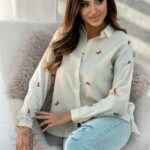 Koszula w kokardki Powesta beżowa