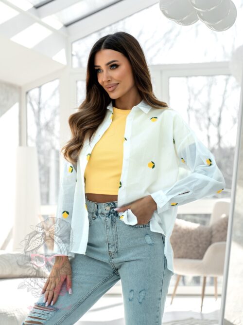 Koszula delikatna bawełniana Citrin biała