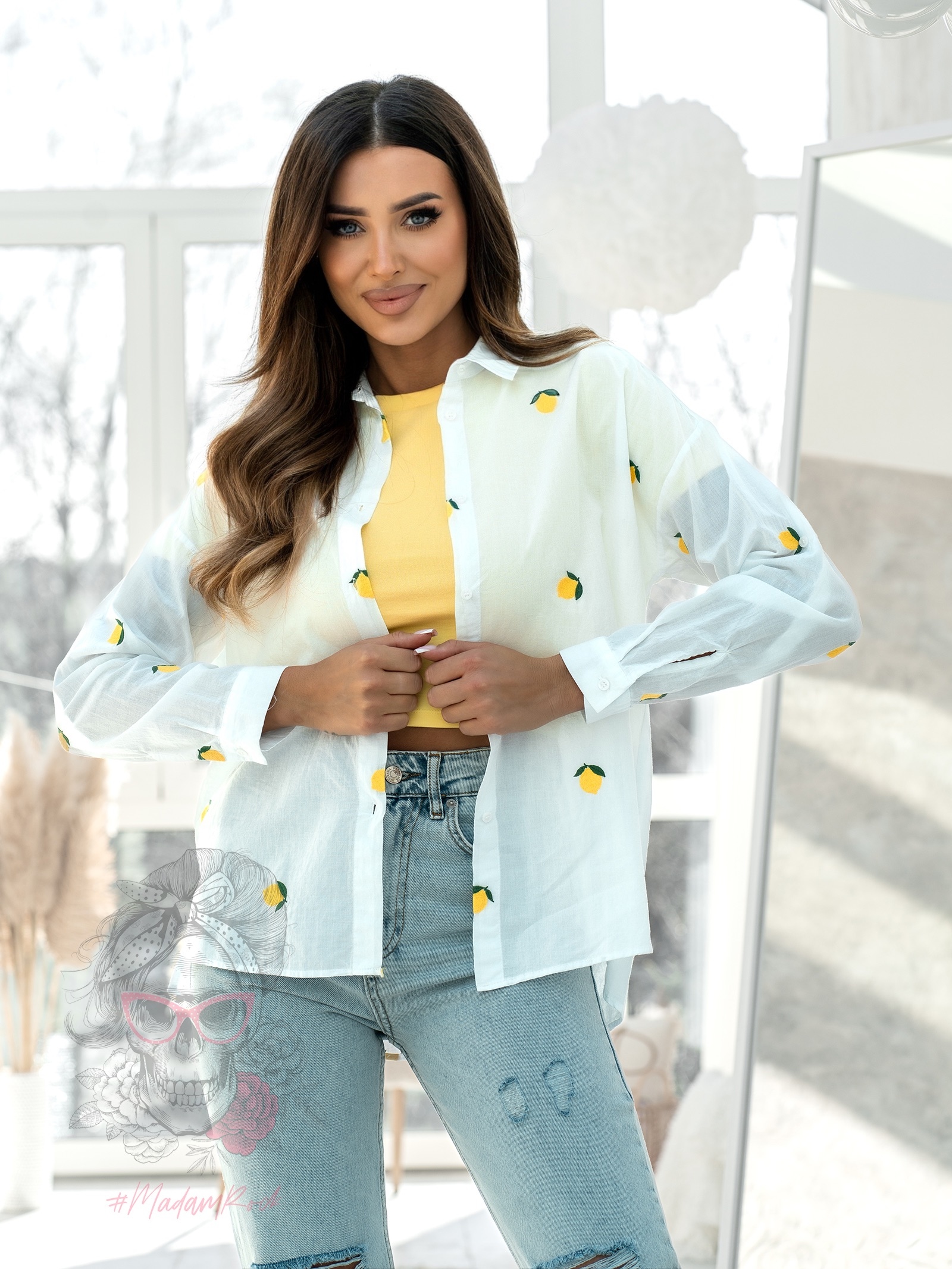 Koszula delikatna bawełniana Citrin biała