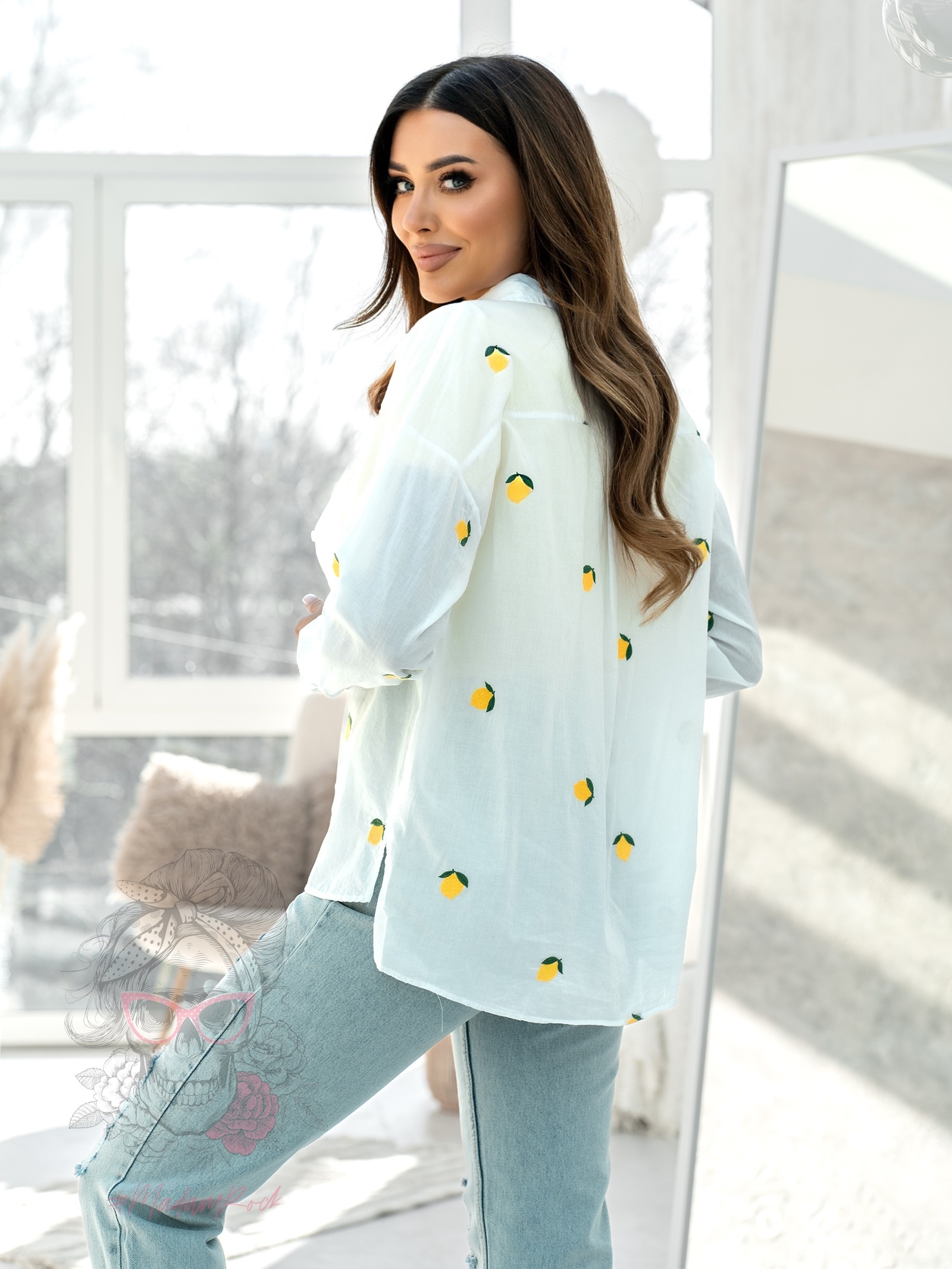 Koszula delikatna bawełniana Citrin biała