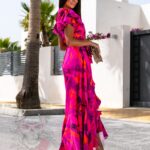 Sukienka z falbankami NB Hibiss amarantowa