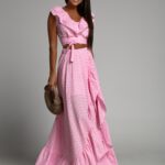 Komplet top + spódnica maxi NB Balideo różowy