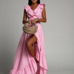 Komplet top + spódnica maxi NB Balideo różowy