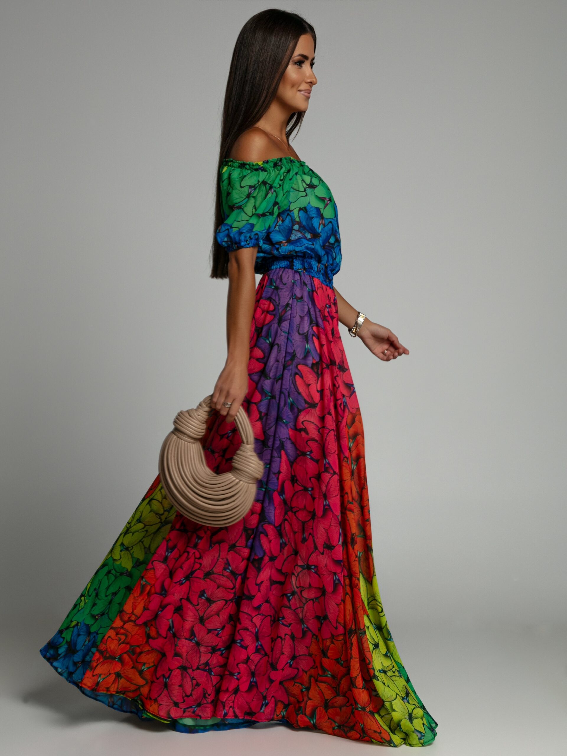 Sukienka maxi NB Butterflies for brunets kolorowa