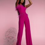 Komplet wieczorowy z piórami NB Avenlu amarantowy