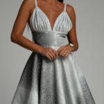 Sukienka błyszcząca NB Midnight Cat srebrna