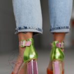 Sandały na słupku metaliczne Madam Multit II pomarańczowe