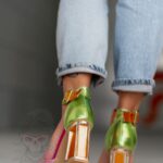 Sandały na słupku metaliczne Madam Multit II lila