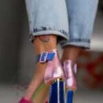 Sandały na słupku metaliczne Madam Multit II zielone