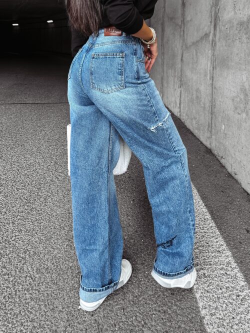 Spodnie jeansowe damskie baggy fit RIGA OLAVOGA niebieskie