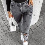 Spodnie jeansowe skinny przecierane DAZY OLAVOGA szare