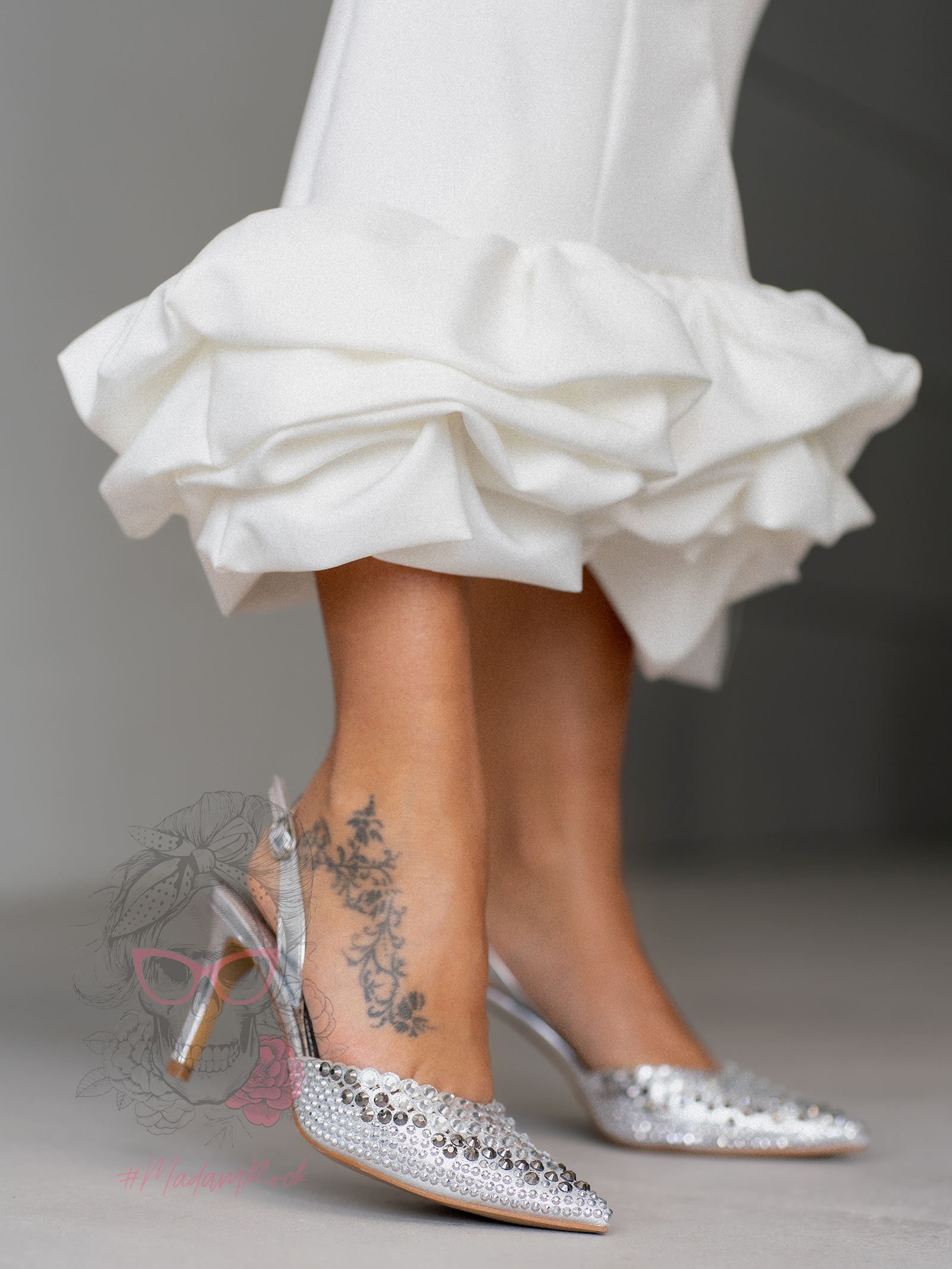 Czółenka z cyrkoniami Madam Taoste srebrne