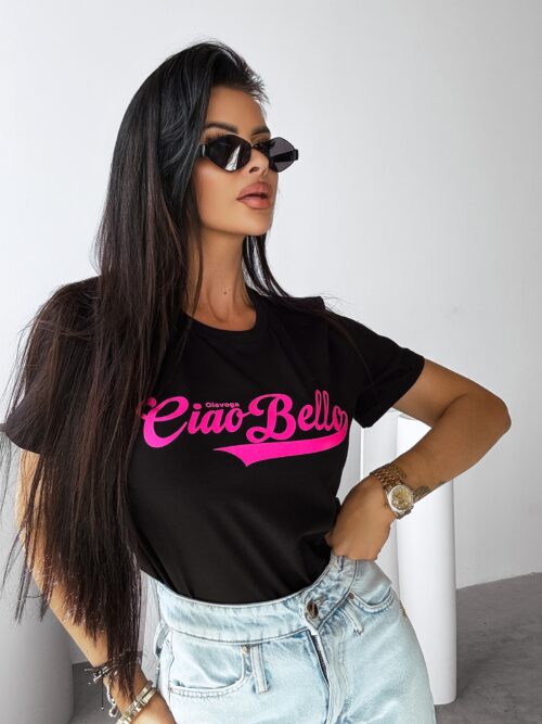 T-shirt bawełniany LINDO OLAVOGA czarny