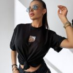 T-shirt bawełniany logowany INVIS OLAVOGA czarny