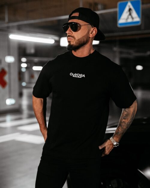 T-shirt męski bawełniany CONELI OLAVOGA czarny