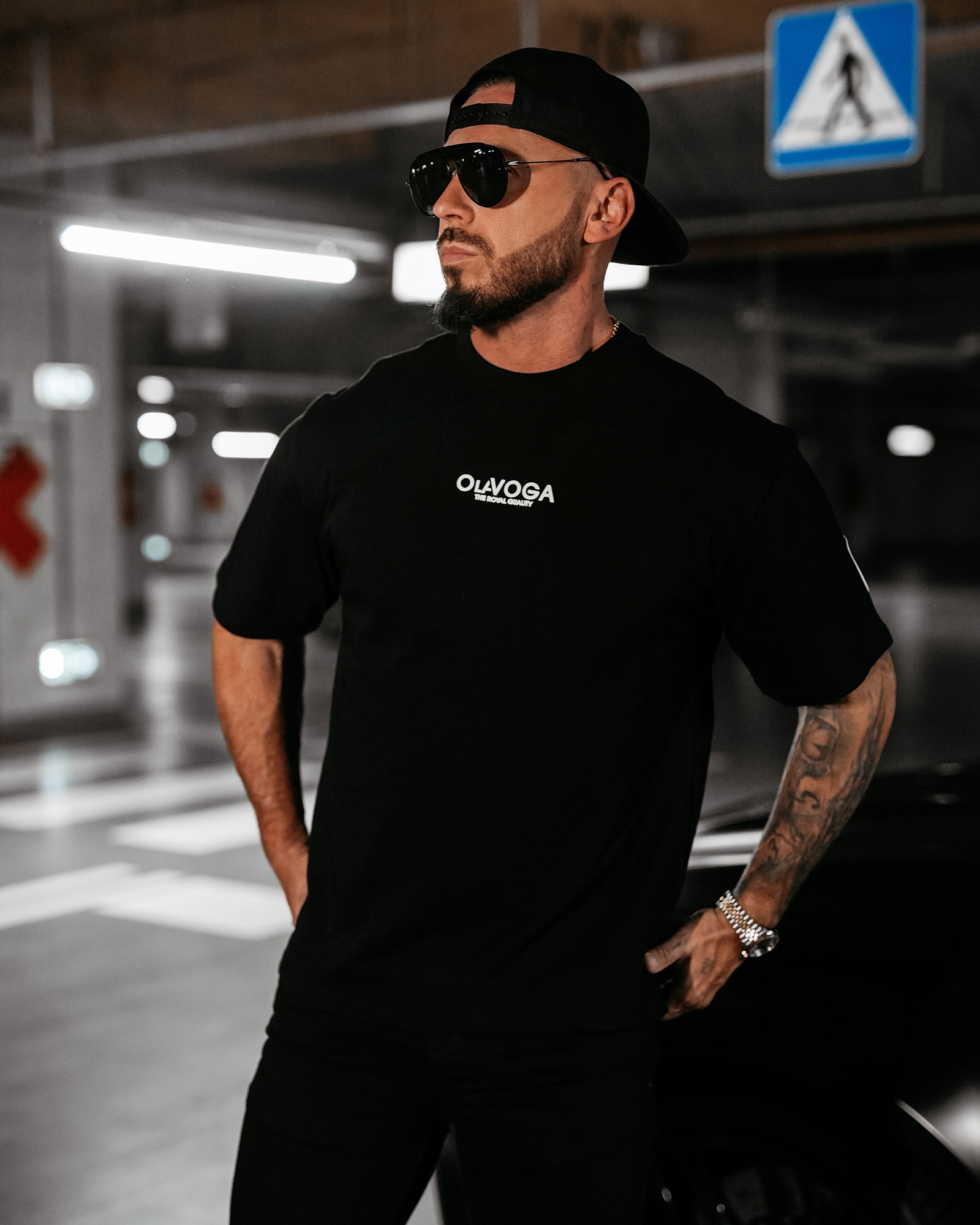 T-shirt męski bawełniany CONELI OLAVOGA czarny