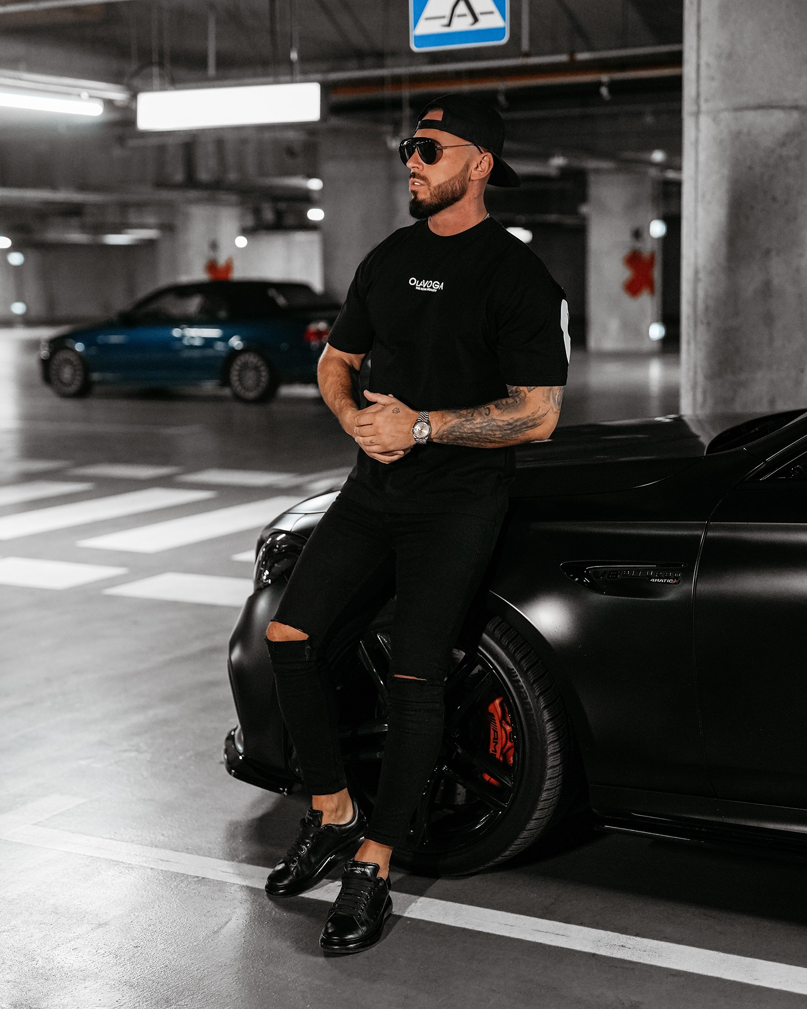 T-shirt męski bawełniany CONELI OLAVOGA czarny