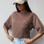 Bluzka top damski LITION OLAVOGA czekoladowa