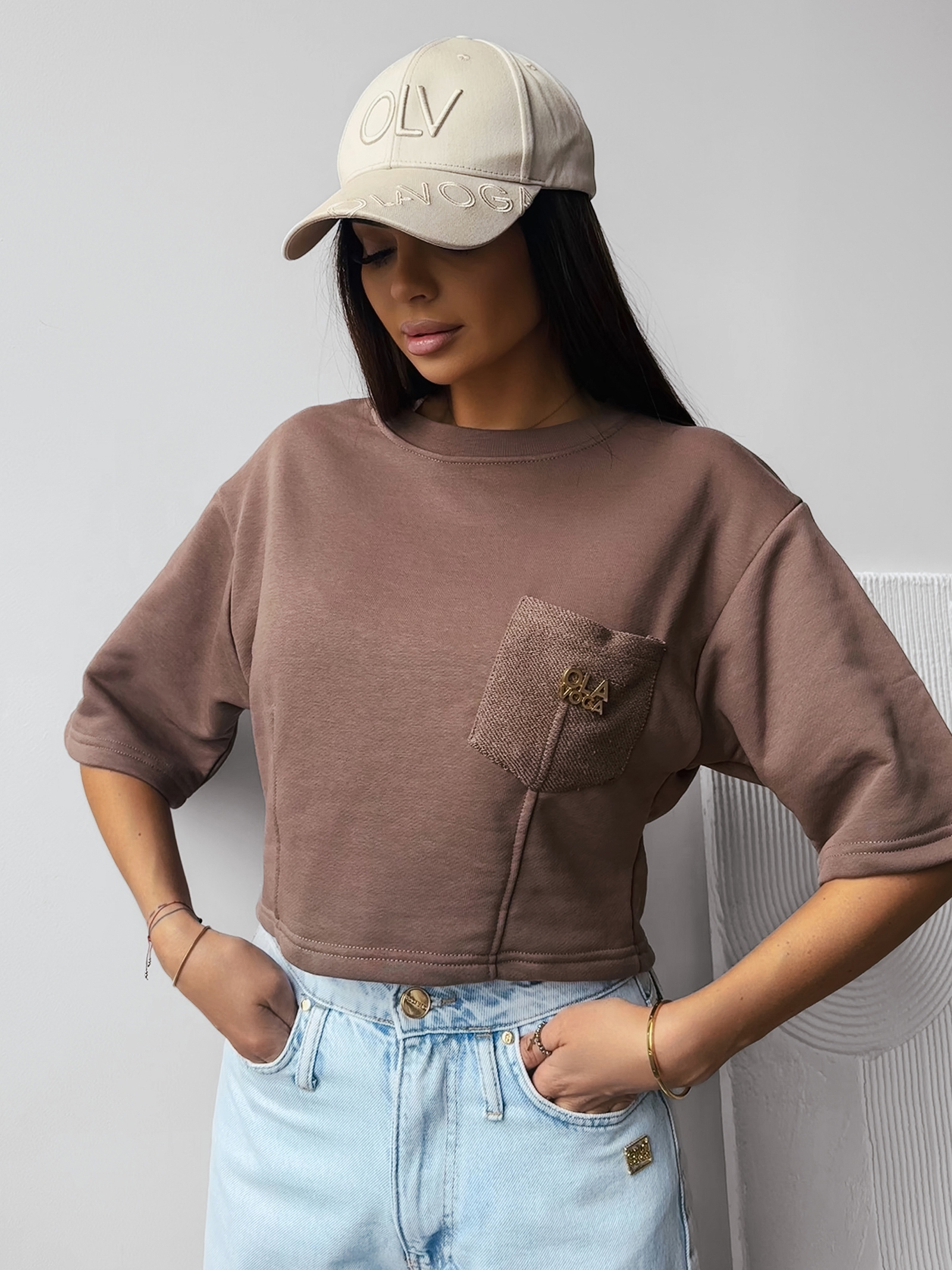 Bluzka top damski LITION OLAVOGA czekoladowa