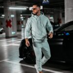 Komplet sportowy bawełniany męski KAMIKAZE OLAVOGA miętowy