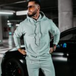 Komplet sportowy bawełniany męski KAMIKAZE OLAVOGA miętowy