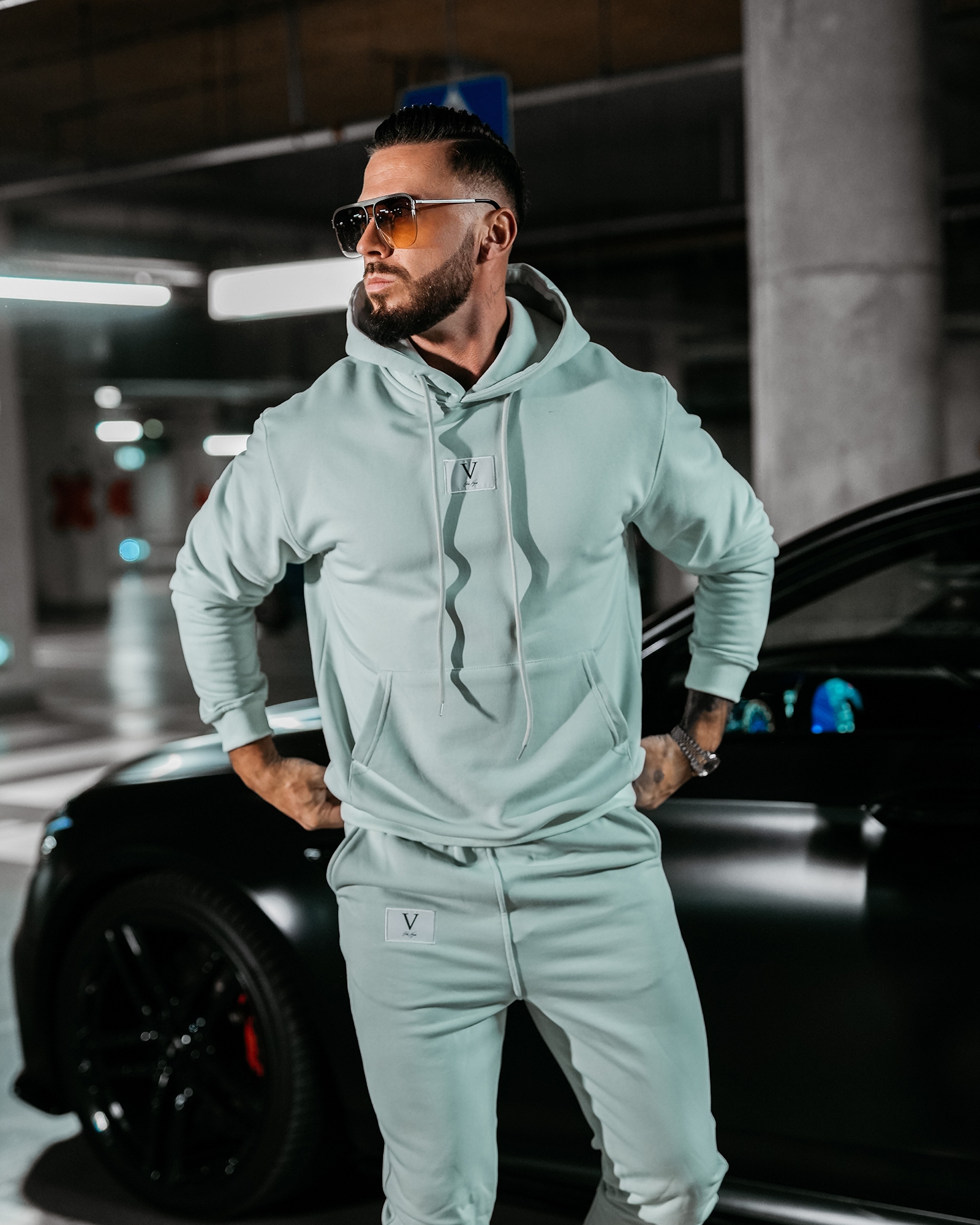 Komplet sportowy bawełniany męski KAMIKAZE OLAVOGA miętowy