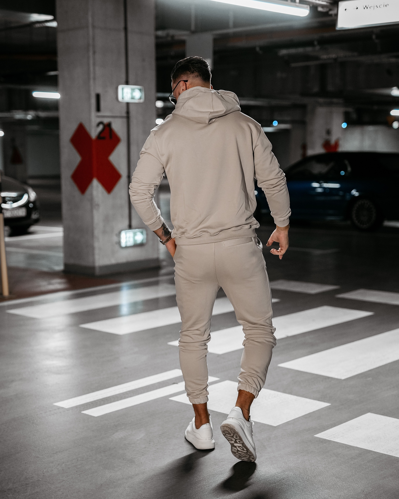 Komplet sportowy bawełniany męski KAMIKAZE OLAVOGA beżowy