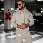 Komplet sportowy bawełniany męski KAMIKAZE OLAVOGA beżowy