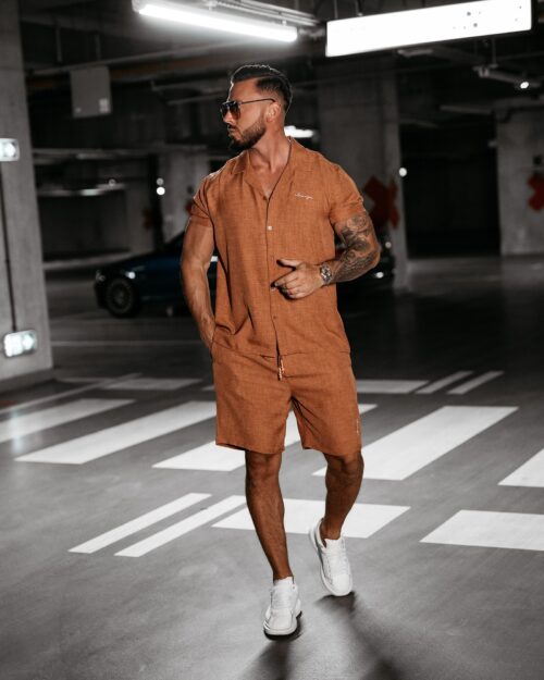 Komplet casualowy męski HEARTS OLAVOGA brązowy