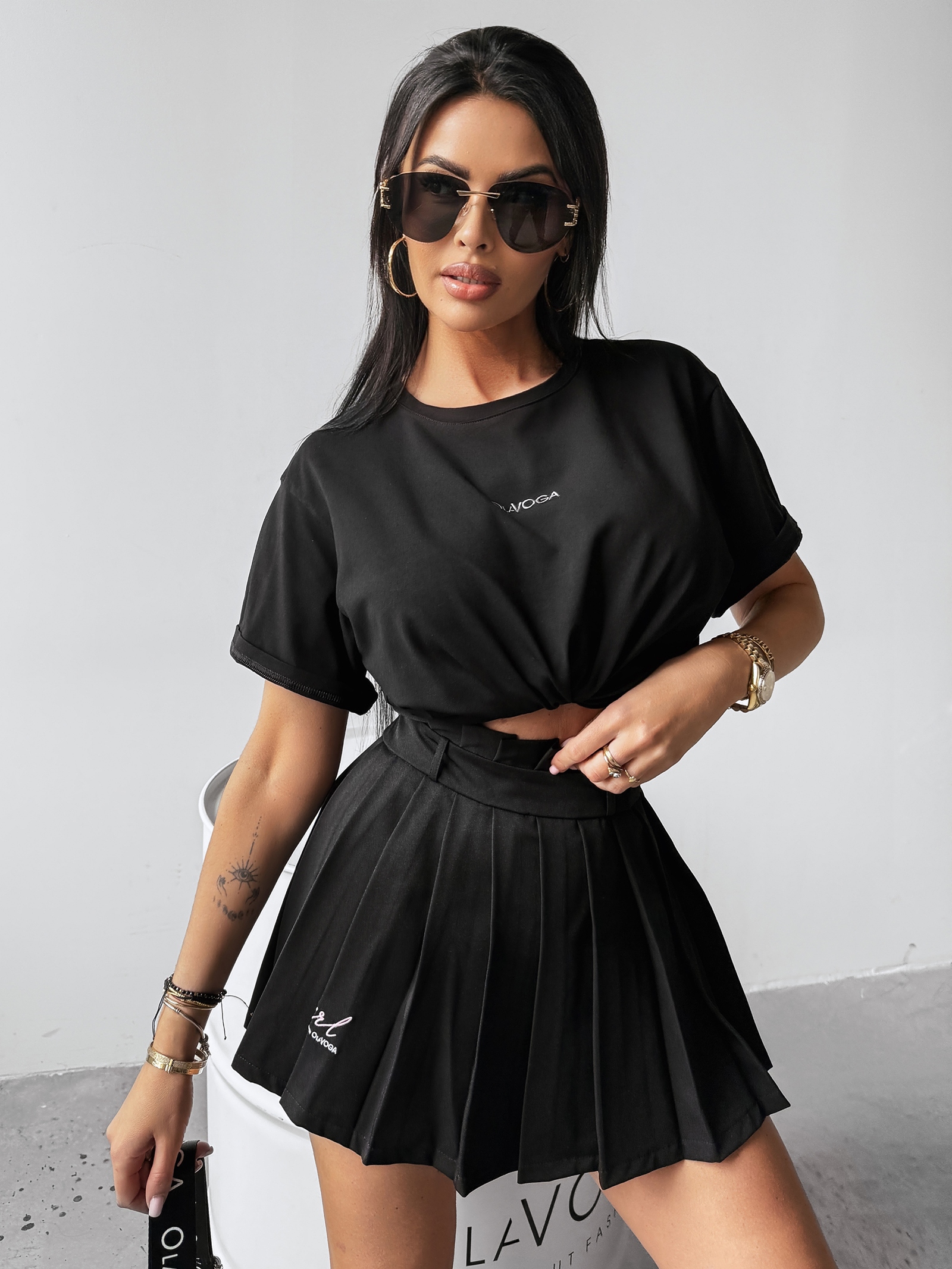 Spódniczko-spodenki plisowane MOSA OLAVOGA czarne