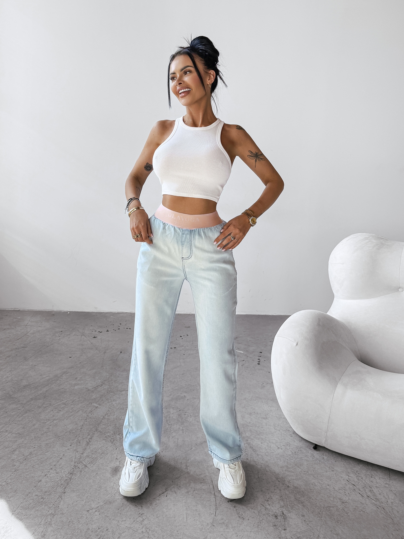 Spodnie casualowe elastyczne BORED OLAVOGA j.niebieskie