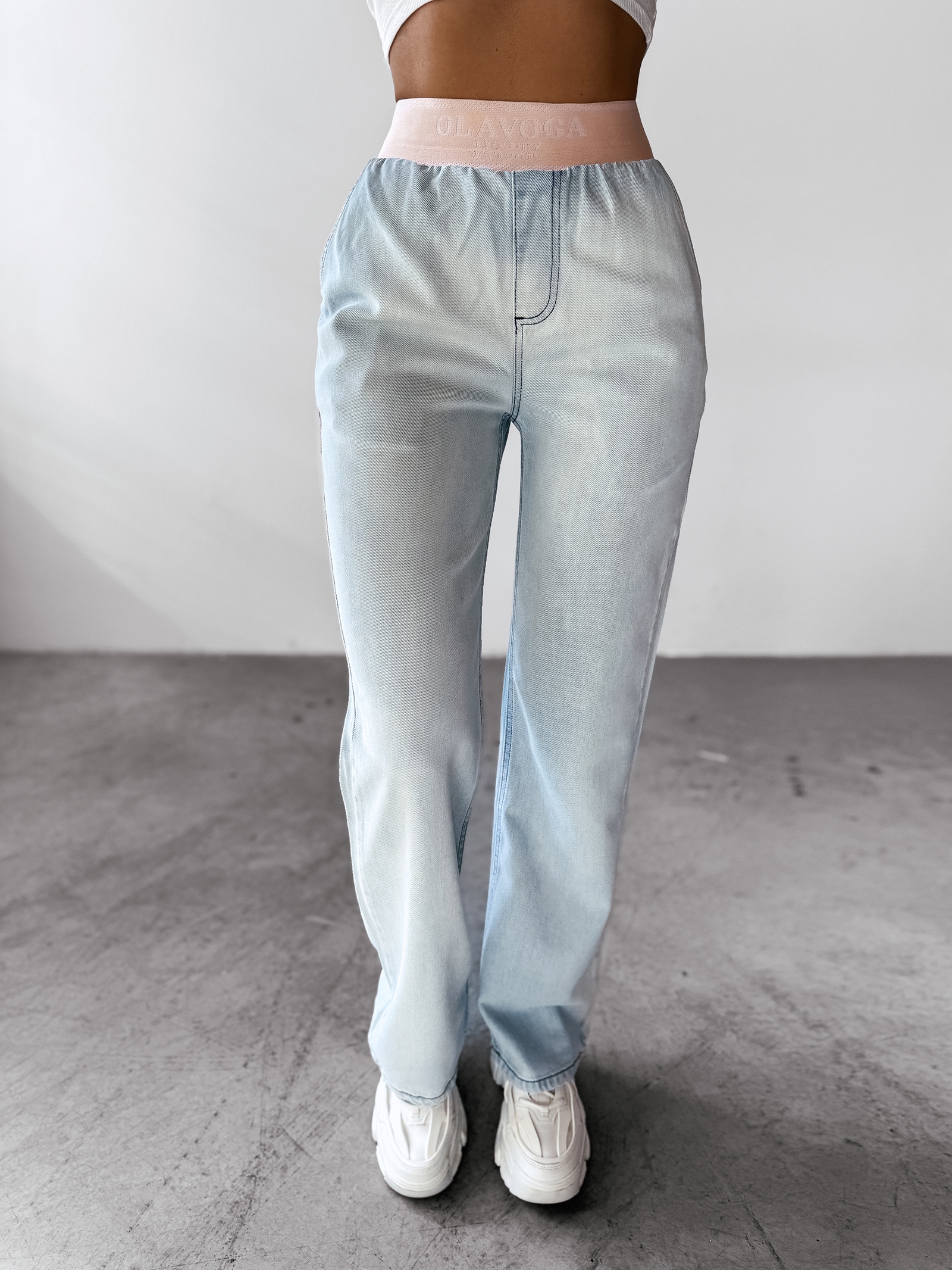 Spodnie casualowe elastyczne BORED OLAVOGA j.niebieskie