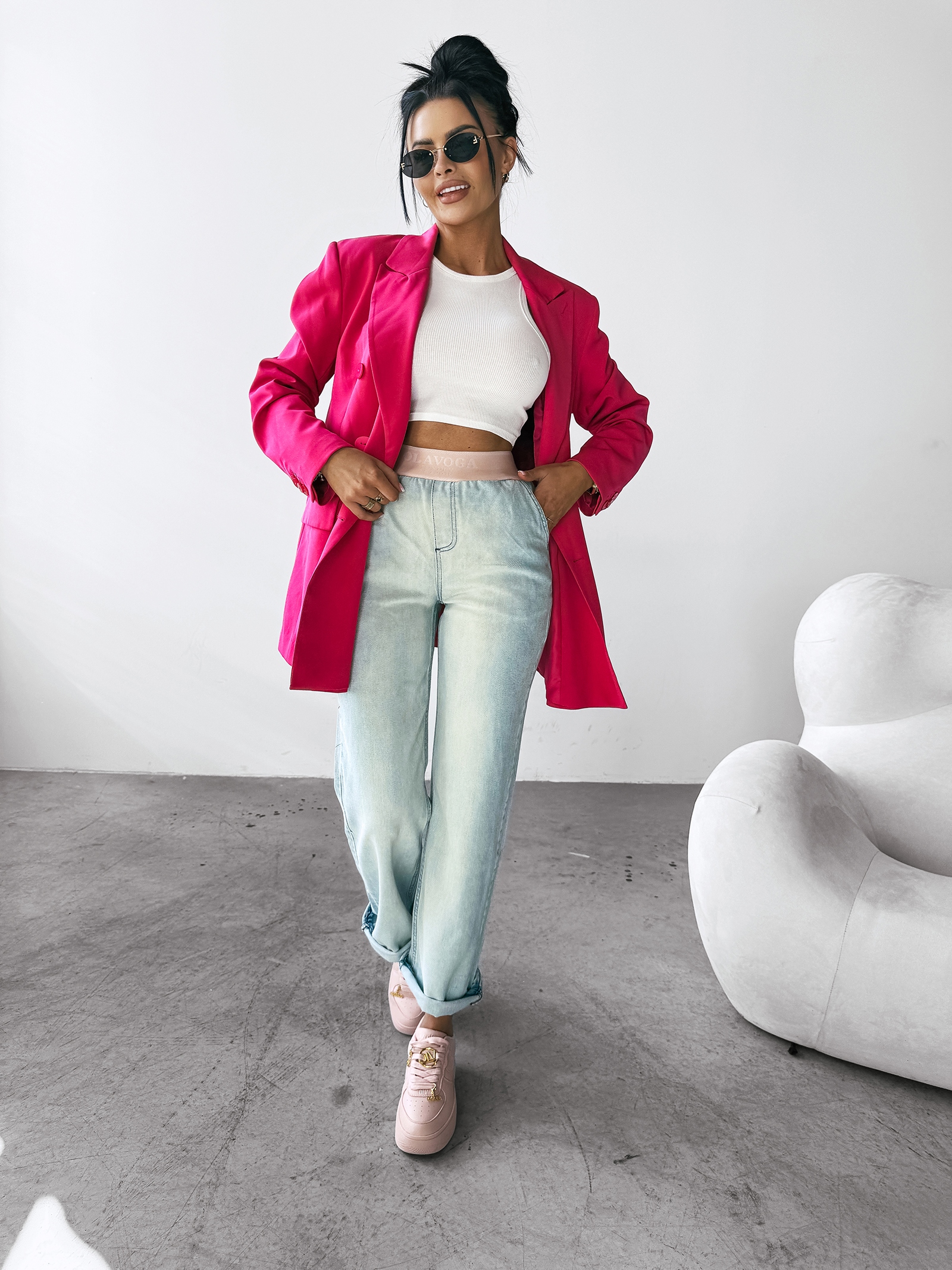 Spodnie casualowe elastyczne BORED OLAVOGA turkusowe