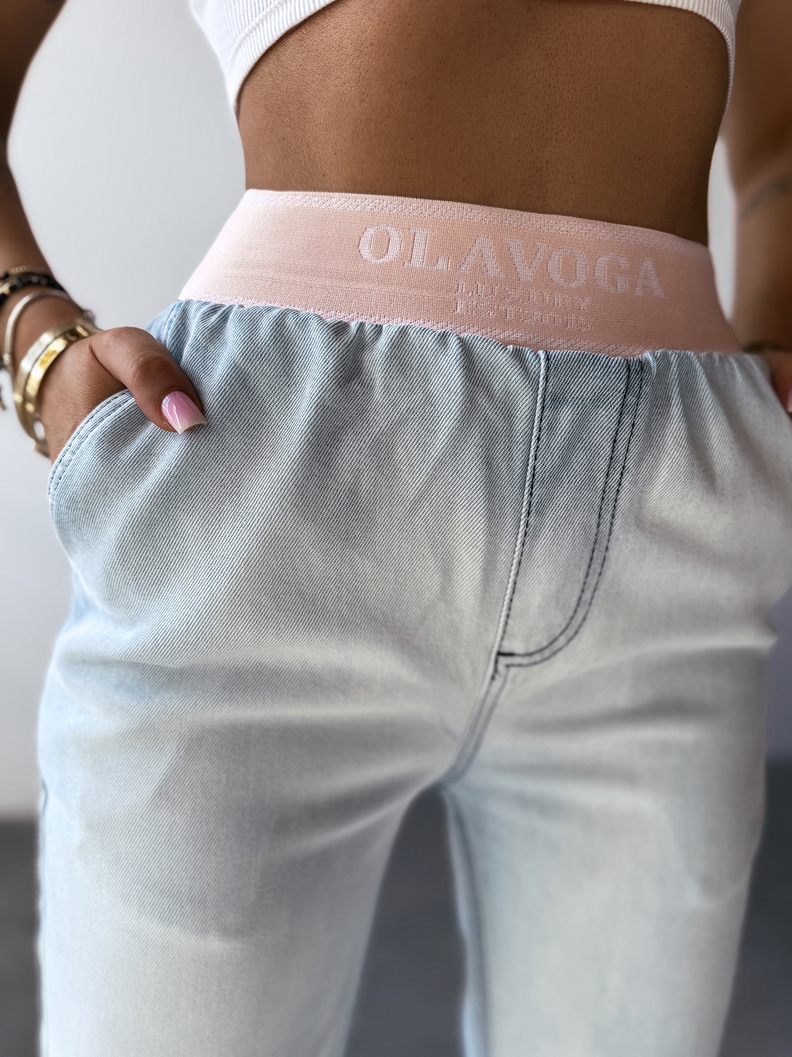 Spodnie casualowe elastyczne BORED OLAVOGA j.niebieskie