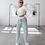 Spodnie damskie logowane VIERY OLAVOGA j.niebieskie