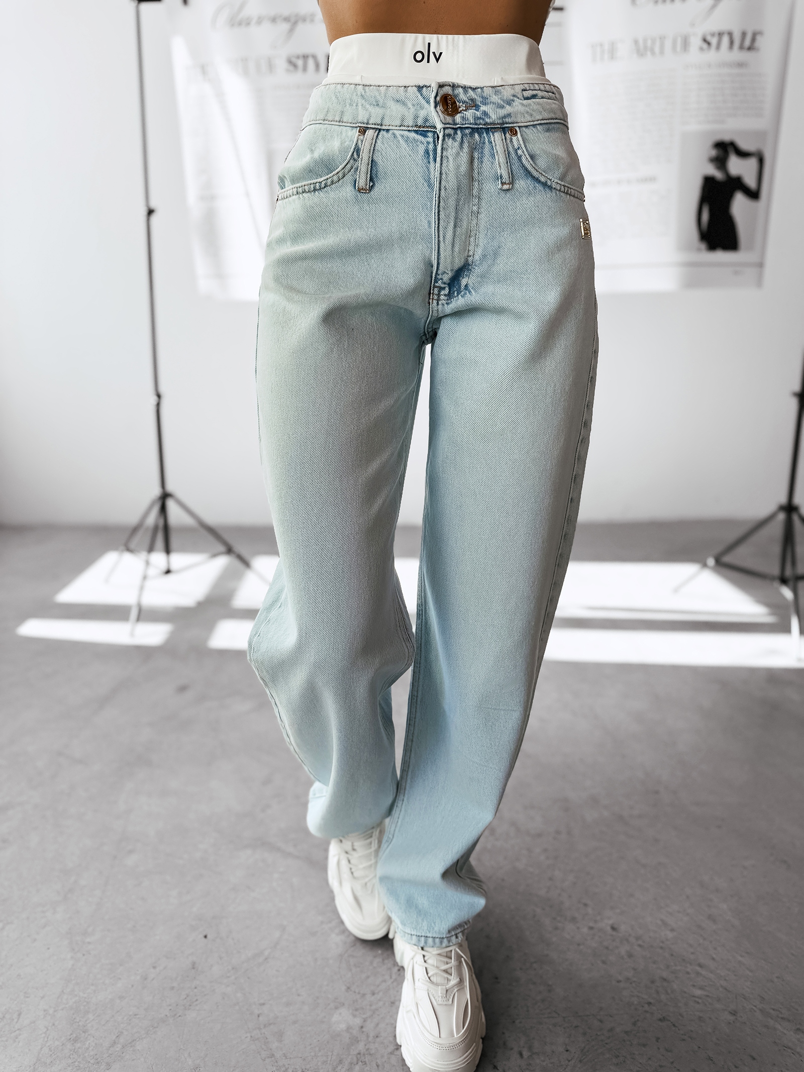 Spodnie damskie logowane VIERY OLAVOGA j.niebieskie