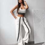 Spodnie damskie z lampasami SIIA OLAVOGA ecru