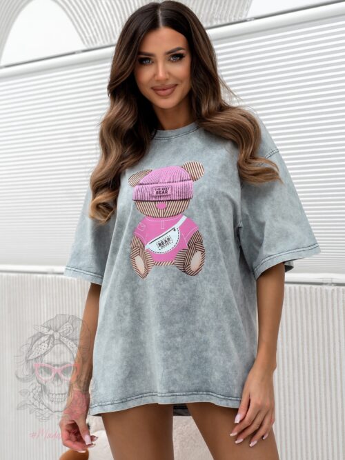 T-shirt dekatyzowany PINK BEAR szary
