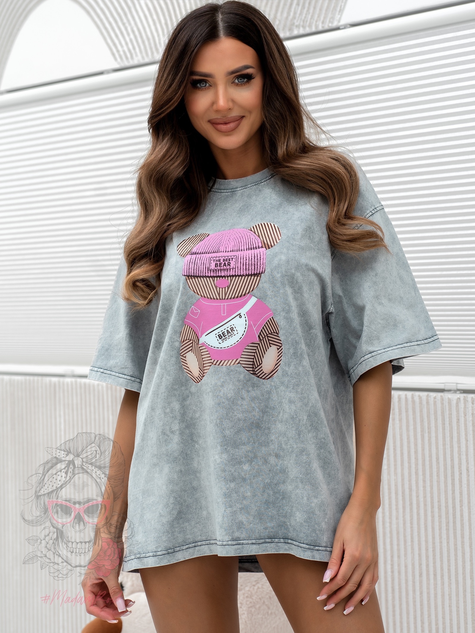 T-shirt dekatyzowany PINK BEAR szary